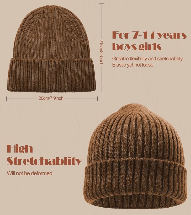 KDVOG Store Kids Merino Wool Beanie Hat,Unisex Children Warm Winter Cuffed Ski Caps Classic Knitted Skull Caps for Boys Girls 7-14Y - Image 5